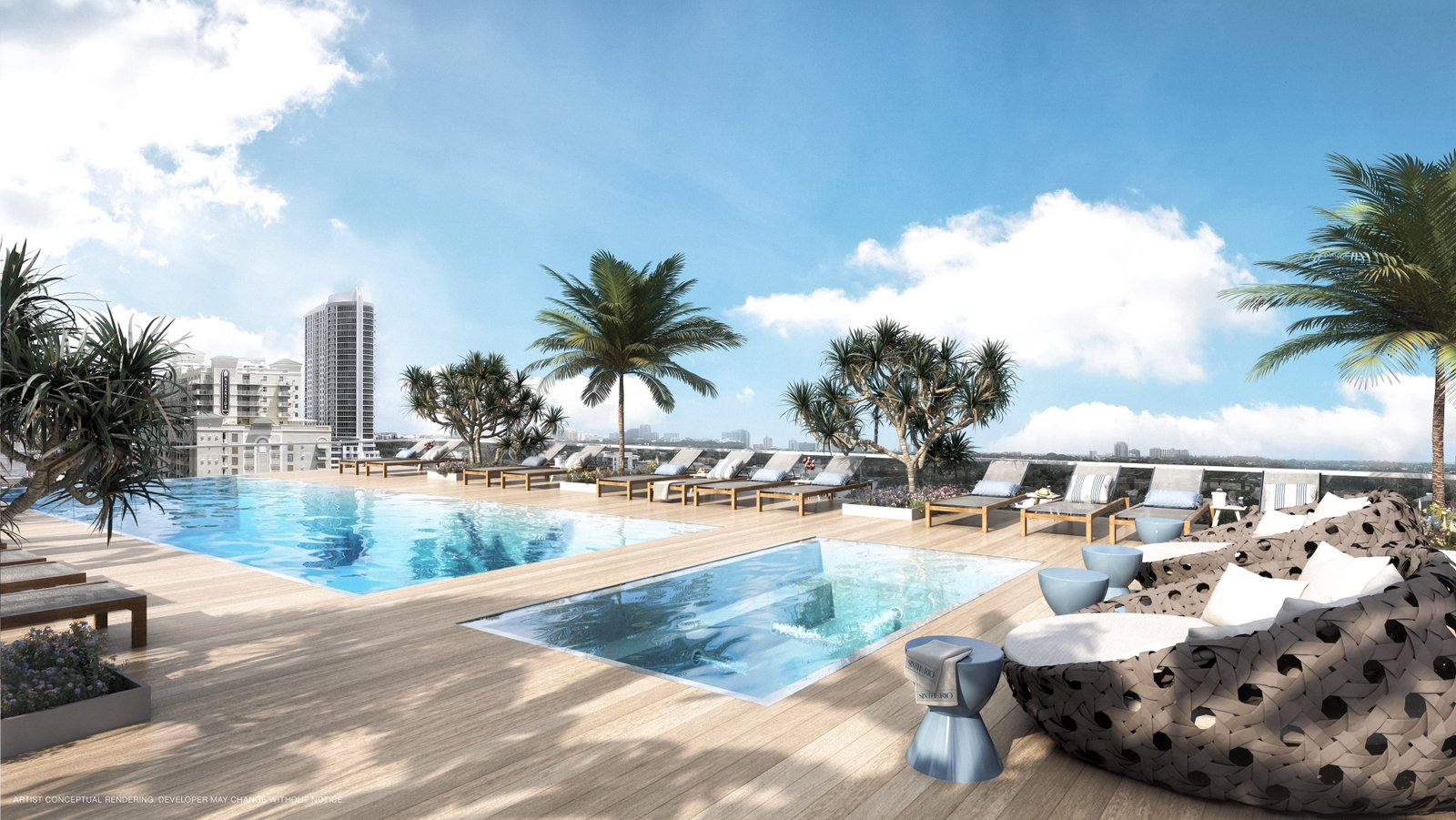 Sixth and Rio rooftop pool daytime